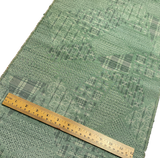 Green Faux Patchwork Ikat Sampler Vintage Kimono Tsumugi Pongee Silk Pieces 14" x 61" from Japan # ZP-40