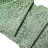 Green Faux Patchwork Ikat Sampler Vintage Kimono Tsumugi Pongee Silk Pieces 14" x 61" from Japan # ZP-40