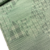 Green Faux Patchwork Ikat Sampler Vintage Kimono Tsumugi Pongee Silk Pieces 14" x 61" from Japan # ZP-40