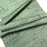 Green Faux Patchwork Ikat Sampler Vintage Kimono Tsumugi Pongee Silk Pieces 14" x 61" from Japan # ZP-40