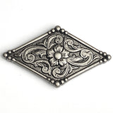 Running Low, Pecos Diamond Antique Silver Concho 1.5" x 2.5" Screw Back  #SWH-140