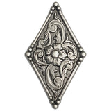 Running Low, Pecos Diamond Antique Silver Concho 1.5" x 2.5" Screw Back  #SWH-140