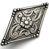Running Low, Pecos Diamond Antique Silver Concho 1.5" x 2.5" Screw Back  #SWH-140