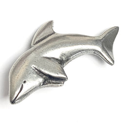 New Markdown, Pewter Dolphin Button from Danforth USA,  # FJ-109