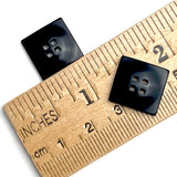 Re-Stocked Black Corozo Button, "Five Squares" Pillow-Top, Tagua Nut, 9/16" / 15mm   #SK-513