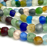 Deeper SALE Secret Beach Recycled Glass Rustic Beads from Ghana,  8-10mm, Strand of 60 Beads #GHL-126