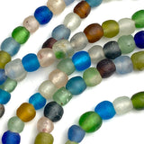 Deeper SALE Secret Beach Recycled Glass Rustic Beads from Ghana,  8-10mm, Strand of 60 Beads #GHL-126