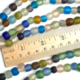 Deeper SALE Secret Beach Recycled Glass Rustic Beads from Ghana,  8-10mm, Strand of 60 Beads #GHL-126