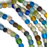 Deeper SALE Secret Beach Recycled Glass Rustic Beads from Ghana,  8-10mm, Strand of 60 Beads #GHL-126
