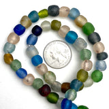 Deeper SALE Secret Beach Recycled Glass Rustic Beads from Ghana,  8-10mm, Strand of 60 Beads #GHL-126