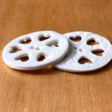 Six Hearts Wheel Porcelain Large Handmade 2 Hole Button 1-1/2"