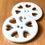 Six Hearts Wheel Porcelain Large Handmade 2 Hole Button 1-1/2"