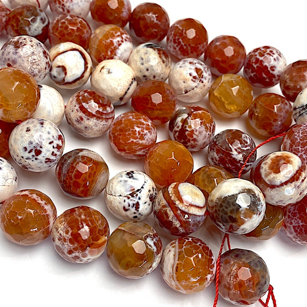 Running Low, Large Redwood Coral Fire Agate Beads 16mm Round 5/8" Faceted 15" Strand,  #LP-103