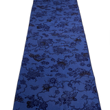 Indigo/Navy Sarasa Traditional Floral Vintage Kimono Silk Chirimen Crepe 14" x 40"  #KK-170