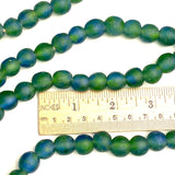SALE Dark Greens/Blues Beads from Ghana,Recycled Glass Large, 13mm, Strand of 50 Beads #GHL-719