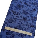 Indigo/Navy Sarasa Traditional Floral Vintage Kimono Silk Chirimen Crepe 14" x 40"  #KK-170