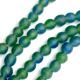 SALE Dark Greens/Blues Beads from Ghana,Recycled Glass Large, 13mm, Strand of 50 Beads #GHL-719