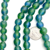 SALE Dark Greens/Blues Beads from Ghana,Recycled Glass Large, 13mm, Strand of 50 Beads #GHL-719