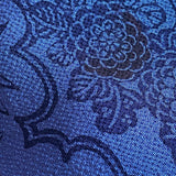 Indigo/Navy Sarasa Traditional Floral Vintage Kimono Silk Chirimen Crepe 14" x 40"  #KK-170