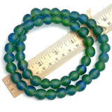 SALE Dark Greens/Blues Beads from Ghana,Recycled Glass Large, 13mm, Strand of 50 Beads #GHL-719