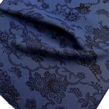 Indigo/Navy Sarasa Traditional Floral Vintage Kimono Silk Chirimen Crepe 14" x 66"  #KK-170
