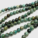 Green/Chocolate 'African Turquoise' Jasper, Small Round 6mm, 3/16", Small Hole, Pack of 30 Beads #L407