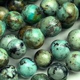 Green/Chocolate 'African Turquoise' Jasper, Small Round 6mm, 3/16", Small Hole, Pack of 30 Beads #L407