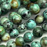 Green/Chocolate 'African Turquoise' Jasper, Small Round 6mm, 3/16", Small Hole, Pack of 30 Beads #L407