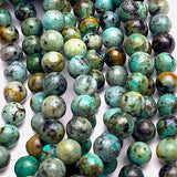 Green/Chocolate 'African Turquoise' Jasper, Small Round 6mm, 3/16", Large Hole, Pack of 32 Beads #L306