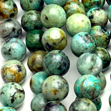 Green/Chocolate 'African Turquoise' Jasper, Small Round 6mm, 3/16", Small Hole, Pack of 30 Beads #L407