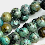 Green/Chocolate 'African Turquoise' Jasper, Small Round 6mm, 3/16", Small Hole, Pack of 30 Beads #L407