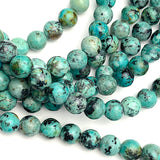 Green 'African Turquoise' Jasper, 3/16", Small Round 6mm Beads, 15" Strand #L229