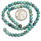 Green 'African Turquoise' Jasper, 3/16", Small Round 6mm Beads, 15" Strand #L229