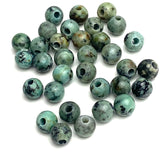 Green/Chocolate 'African Turquoise' Jasper, Small Round 6mm, 3/16", Large Hole, Pack of 32 Beads #L306