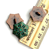Re-Stocked Green Snowflake-Flower Metal Button 3/4" Metal #SWC-50