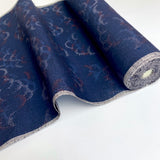 Night Migration Ikat, Dark Indigo Yuki Tsumugi Vintage Kimono Silk By the Yard from Japan,  #310