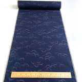 Night Migration Ikat, Dark Indigo Yuki Tsumugi Vintage Kimono Silk By the Yard from Japan,  #310