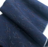 Night Migration Ikat, Dark Indigo Yuki Tsumugi Vintage Kimono Silk By the Yard from Japan,  #310