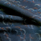 Night Migration Ikat, Dark Indigo Yuki Tsumugi Vintage Kimono Silk By the Yard from Japan,  #310