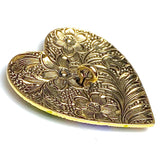 Running Low, Heart w. Handpainted Flowers Metal Shank Back Button, 1" by Susan Clarke  #SC-120