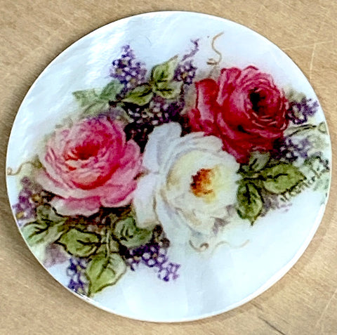 Running Low, Roses Mother of Pearl Button by Susan Clarke, 1-3/8" #SC-1201