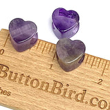 SALE, Five Purple Amethyst Heart Large-Hole Beads, Thick,  9/16"/15mm diameter, Pack of 5 Beads #LP-102