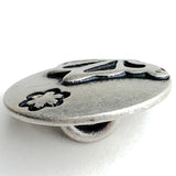 Butterfly and Flower Silver/Black Metal Button, 3/4" 19mm, Shank Back  #SWC-137