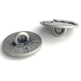 Butterfly and Flower Silver/Black Metal Button, 3/4" 19mm, Shank Back  #SWC-137