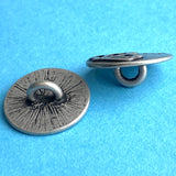 Butterfly and Flower Silver/Black Metal Button, 3/4" 19mm, Shank Back  #SWC-137