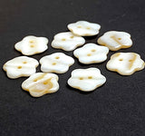 Re-Stocked, TEN Flower Shape Buttons White/Butterscotch MOP Shell, 2 Holes, 11/16" / 18mm #LP-104, Pack of TEN