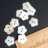 Re-Stocked, TEN Flower Shape Buttons White/Butterscotch MOP Shell, 2 Holes, 11/16" / 18mm #LP-104, Pack of TEN