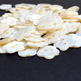 Re-Stocked, TEN Flower Shape Buttons White/Butterscotch MOP Shell, 2 Holes, 11/16" / 18mm #LP-104, Pack of TEN