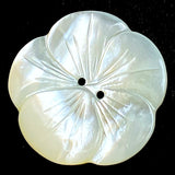Re-Stocked Large White Pearl Shell Flower with Etched Detail, 2-Hole Button, 1-1/8" / 28mm #LP-106