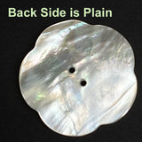 Re-Stocked Large White Pearl Shell Flower with Etched Detail, 2-Hole Button, 1-1/8" / 28mm #LP-106